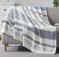 WRENGONGE Grey Blue Throw Blanket, 50x70 Soft Cozy Striped Throw Blankets by WRENSONGE