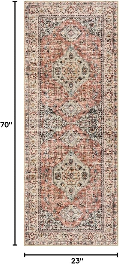 Lahome Oriental Washable Runner Rug, 2x6 Runner Rugs - Image 2