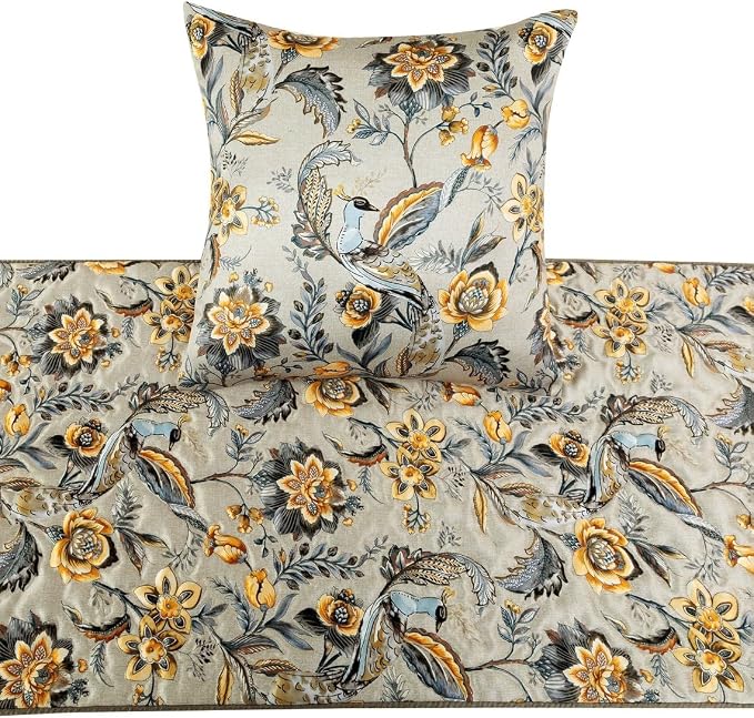 The HomeCentric King/Queen/Twin Grey & Yellow Decorative Queen 74"x18" Bed - Image 2