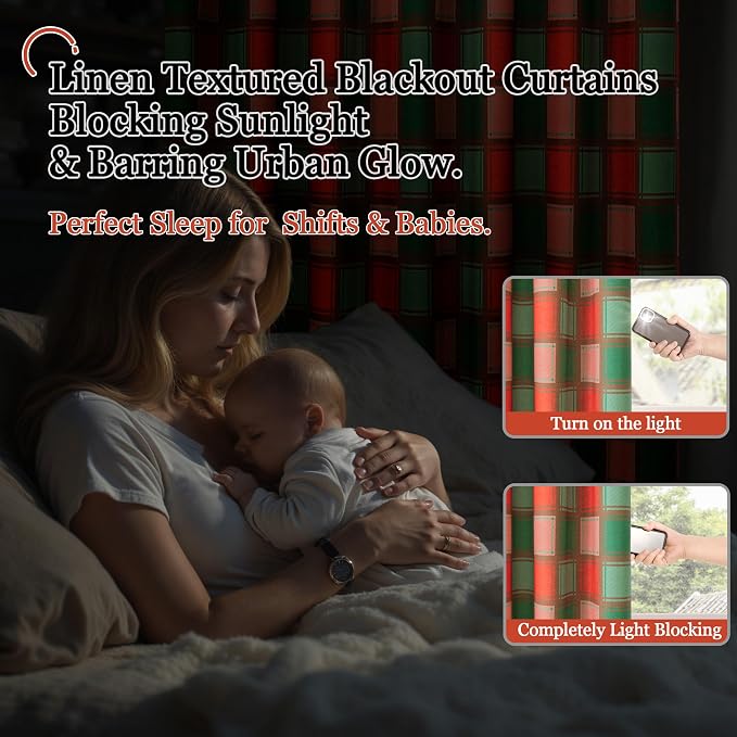 Plaid Christmas Curtains for Living Room - Image 7