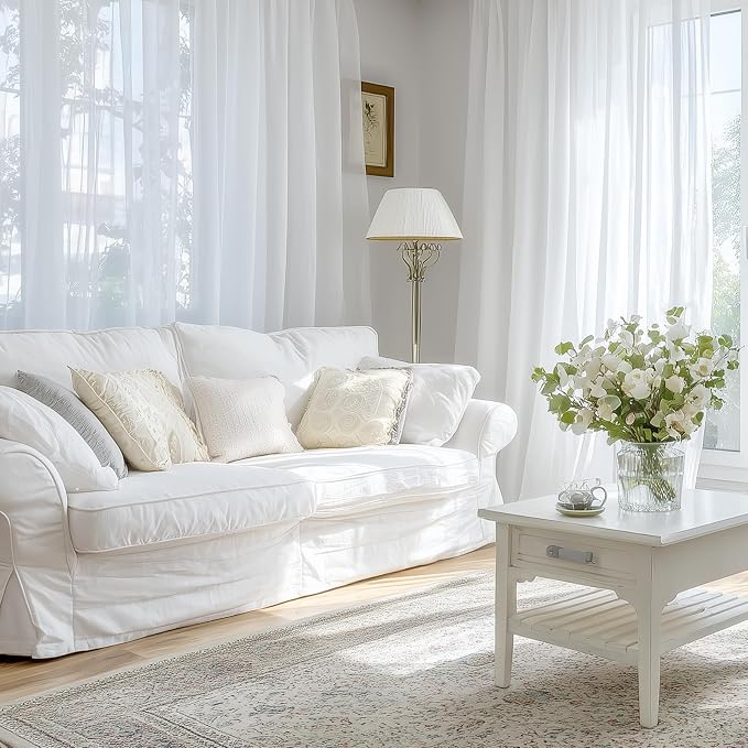 Dreaming Casa White Sheer Curtains 204 Inches Long, Rod Pocket & Back Tab Light - Image 9