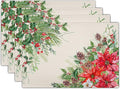 Giwawa Poinsettia Placemats Set of 4, 12x18 Inch Watercolor Christmas Red by Giwawa