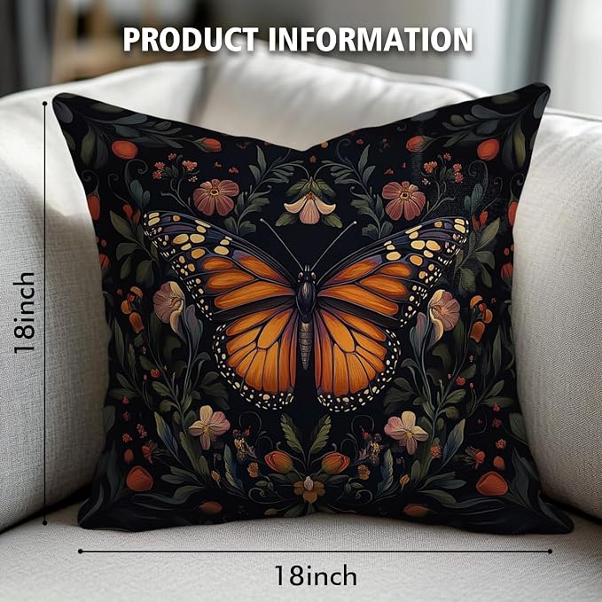 William Morris Abstract Vintage Floral Velvet Butterfly Design Throw Pillow - Image 3
