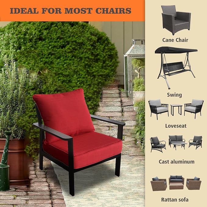 Goodgoods 24x24 inch Outdoor/Indoor Deep Seat Patio Cushions Set of 2 Resilient - Image 4
