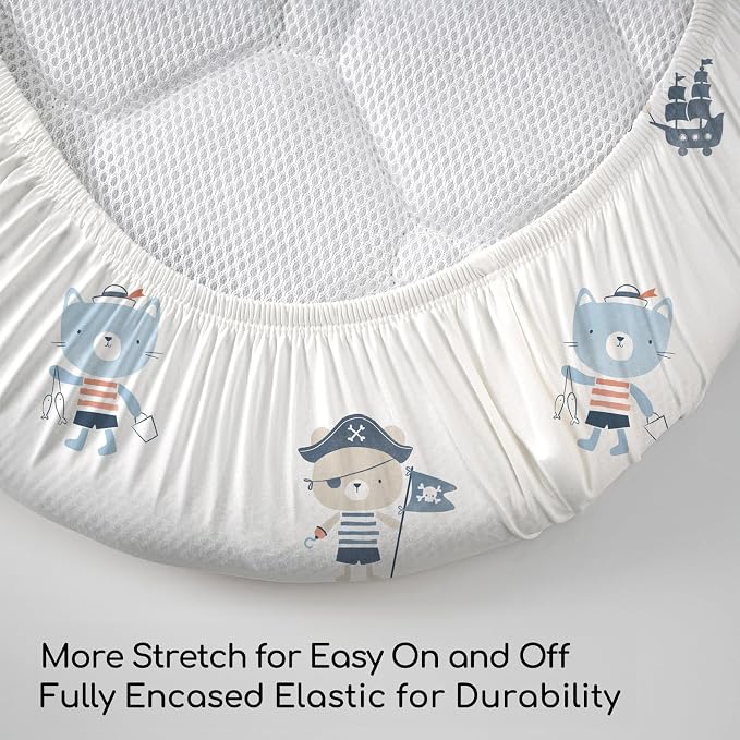 Baby Bassinet Sheets Girl Boy, Stretch Fitted Bassinet Sheet Set 3 Pack - Image 5