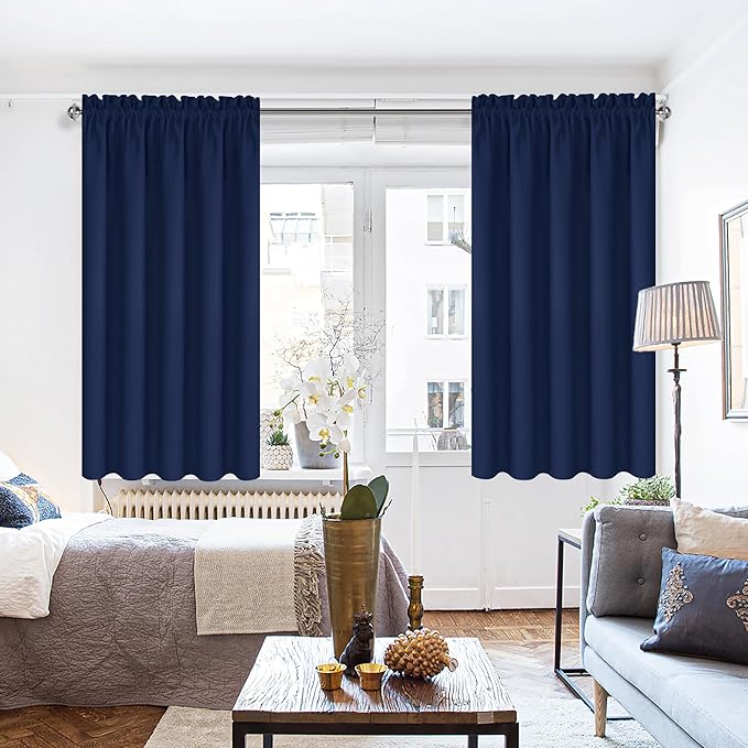 DWCN Bedroom Blackout Curtains 60 x 63 Inches Length 2 Panels Set, Solid - Image 2