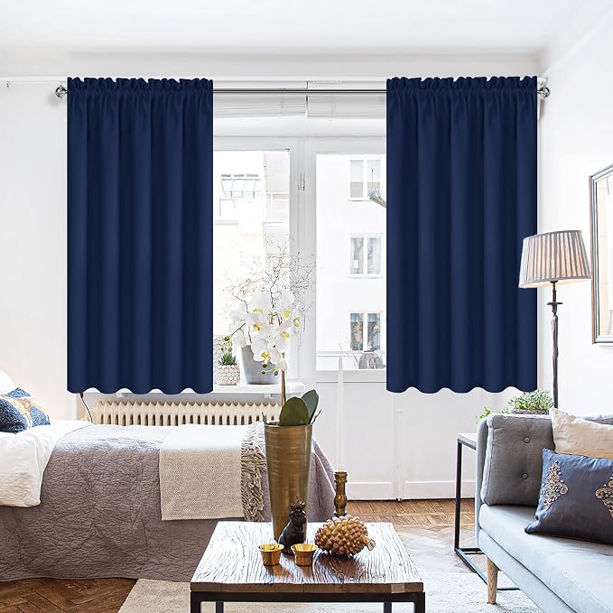 DWCN Short Blackout Curtains for Bedroom 45 Inches Long 2 Panels Set, Solid - Image 6