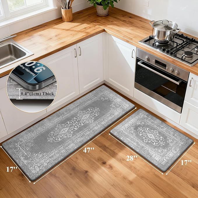 Ileading Anti Fatigue Kitchen Rugs Sets of 2 Cushioned Kitchen Mats - Image 2