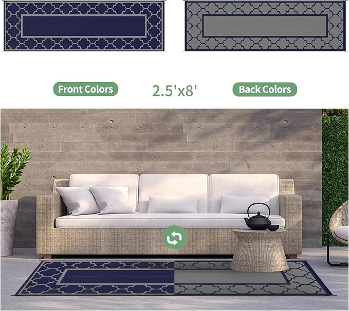 GENIMO 2.5 ' x 8 ' Outdoor Rug for Porch Patio Clearance, Waterproof Indoor - Image 5