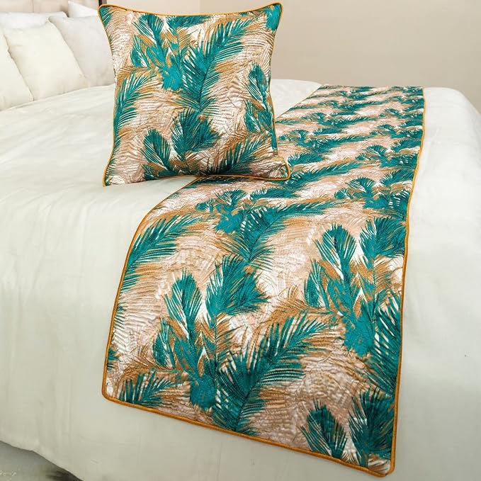 The HomeCentric King/Queen/Twin Green Decorative King 90"x18" Bed Runner - Image 4