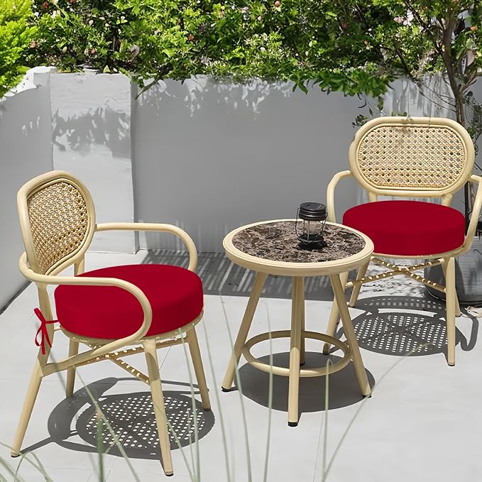 idee-home Outdoor Bistro Chair Cushions, 15”x15”x 3” Thick Outdoor Round Seat - Image 4