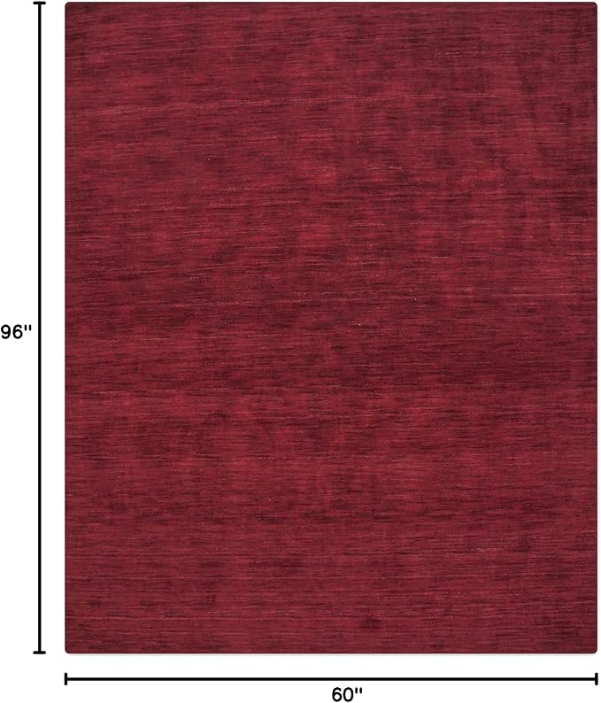 Rugsotic Carpets Hand Knotted Gabbeh Wool 5'x8' Area Rug Solid Dark Red L00111 - Image 2