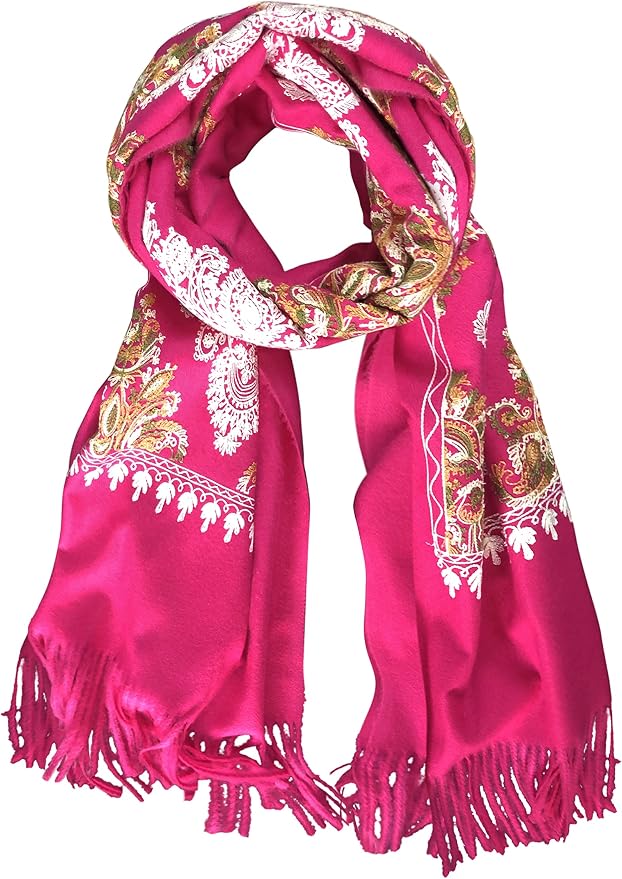 Urban CoCo Women's Embroidered Tassel Long Shawl Oversize Scarf Wraps by UrbanCoCo