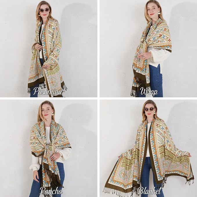 DANA XU 100% Merino Wool Pashmina Shawl - Image 5