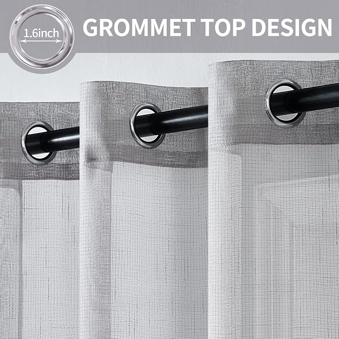 MIULEE 2 Panel Natural Linen Semi Sheer Window Curtains - Image 2