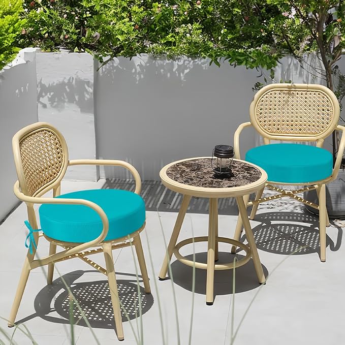 idee-home Outdoor Bistro Chair Cushions, 15”x15”x 3” Thick Outdoor Round Seat - Image 5
