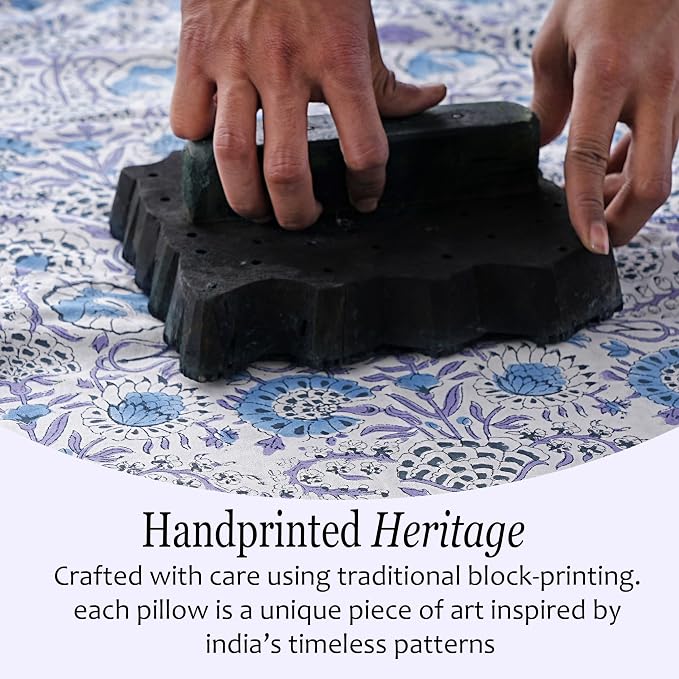 CPC Indigo Blue 100% Cotton Block Print Ruffle Sham Cover 20X36 inch Pack of 2 - Image 4