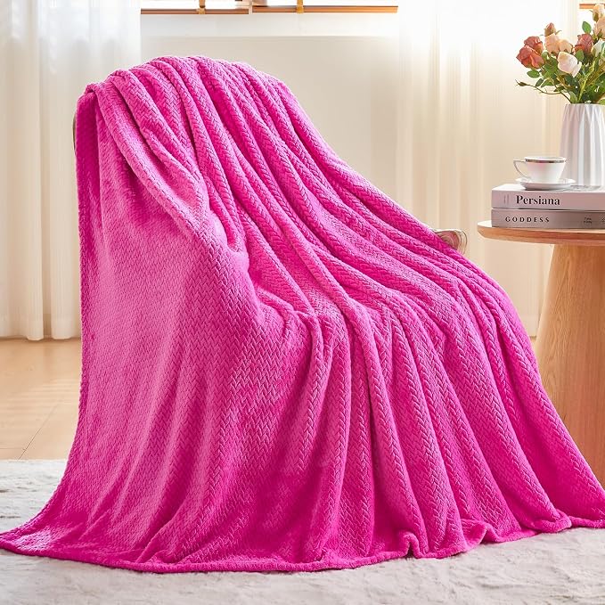 NEWCOSPLAY Super Soft Queen Blanket Hot Pink Premium Silky Flannel Fleece - Image 4