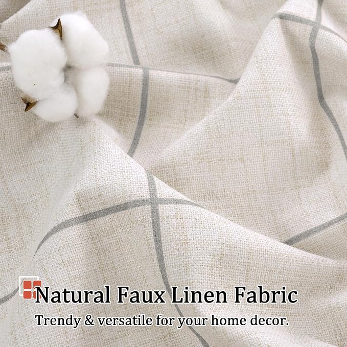 Grey Plaid Patterned Curtains Thermal Insulated - Image 5