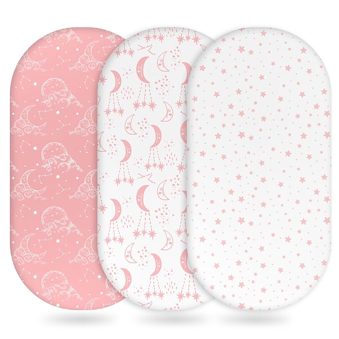 Baby Bassinet Sheets Girl Boy, Fitted Bassinet Sheet Set 3 Pack Bassinet by Unnivoll