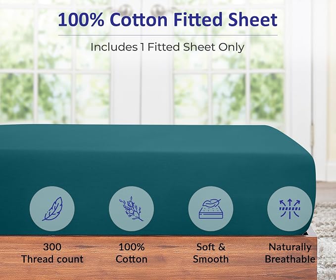 ROYALE LINENS 300 Thread Count 100% Long Staple Combed Cotton Fitted Sheet King - Image 3