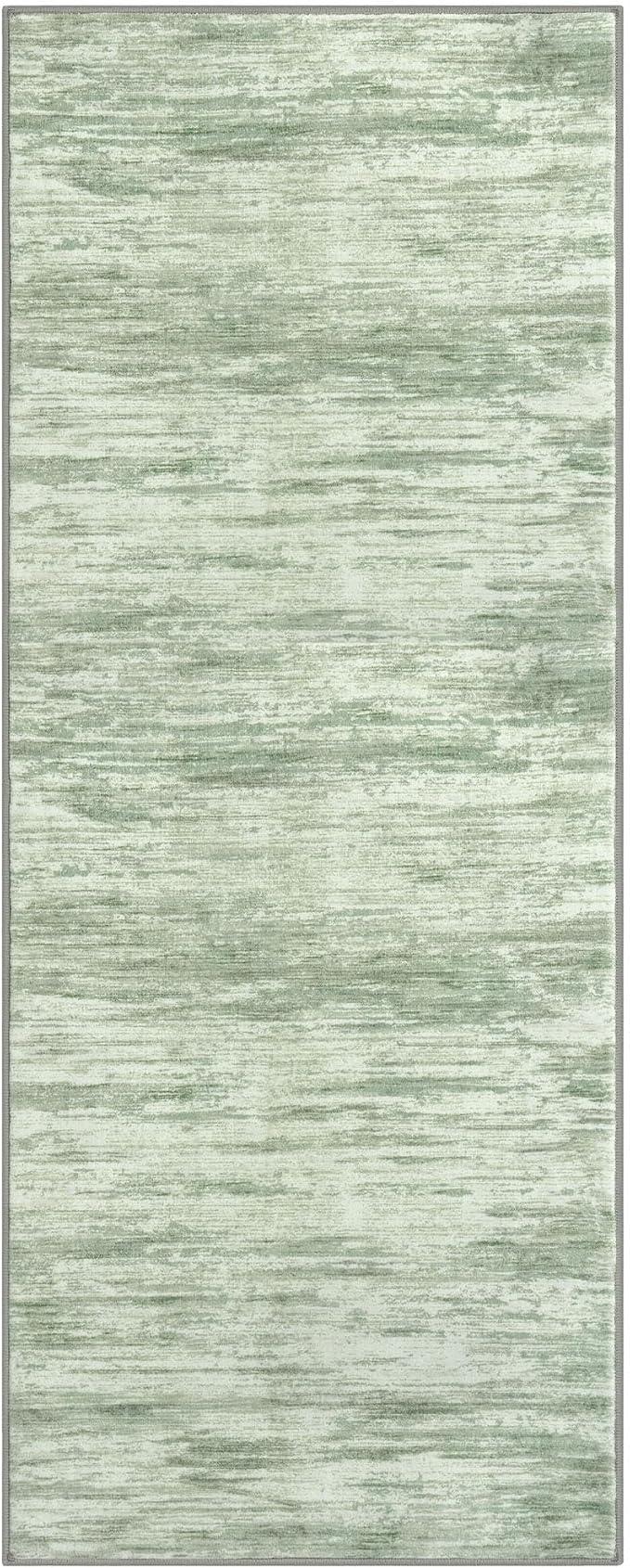 2x5 Modern Abstract Runner Rug for Hallways, Light Sage Green and Ivory Super - Image 8