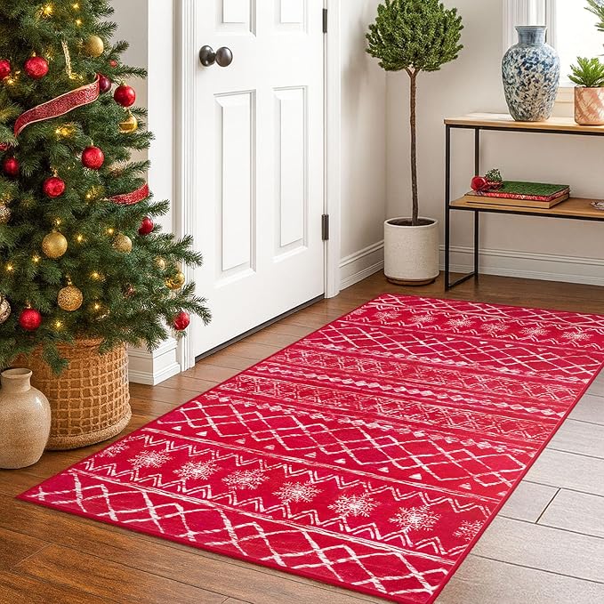 KUTA 3x5 Christmas Rugs for Entryway, Moroccan Boho Washable Area Rugs for by KUTA