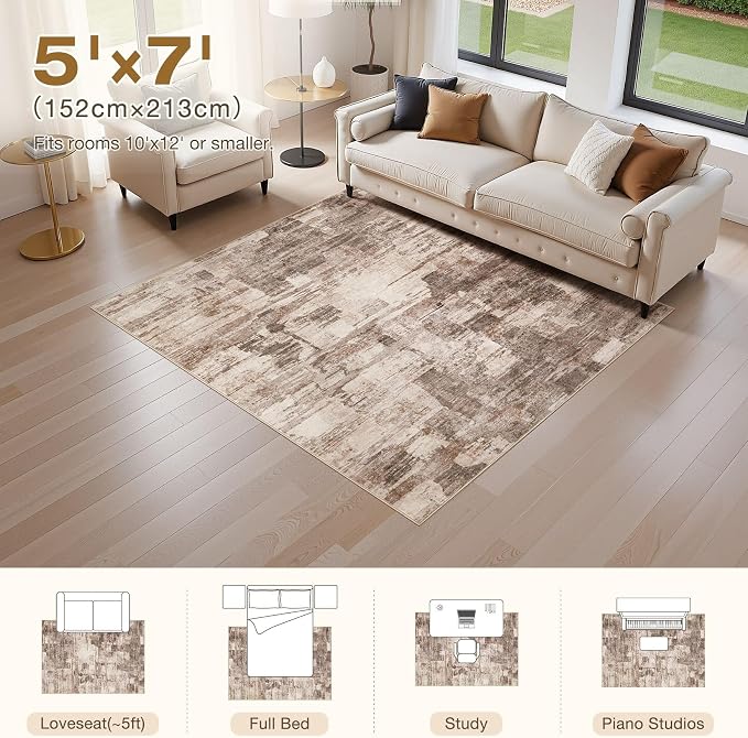 Abstract Living Room Rug 5x7 - Image 2
