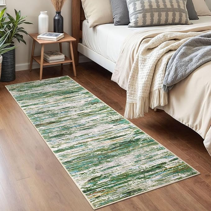 2x5 Modern Abstract Runner Rug for Hallway, Non-Shedding Washable Rug for - Image 3