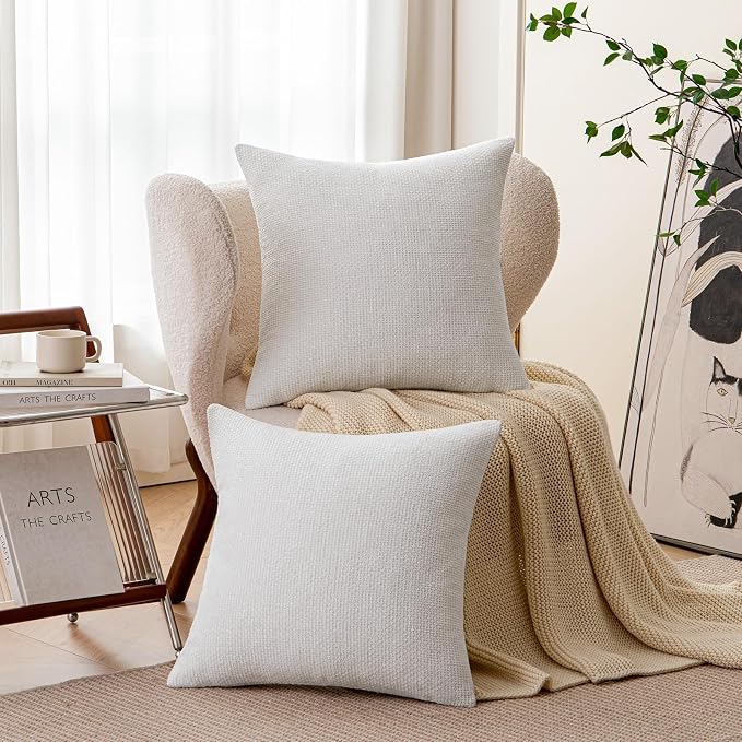 a moment Christmas White Chenille Throw Pillow Covers 22x22 Inch Pack of 2 - Image 7