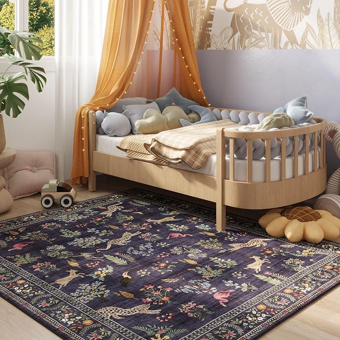 Rugcomf Living Room Rug 5x7 Rug Machine Washable Boho Area Rug Non Slip Floral - Image 6
