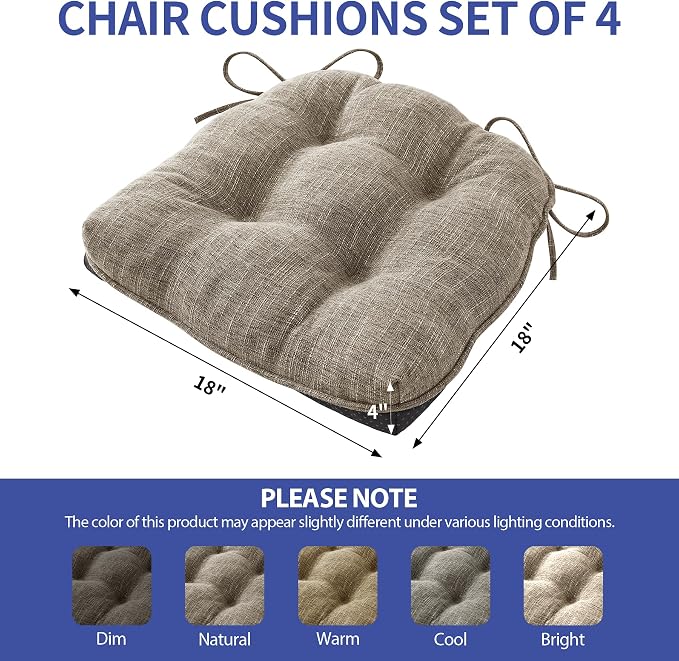 Chair Cushions for Dining Chairs Set of 4, Kitchen Chair Cushions, Chair Pads - Image 2