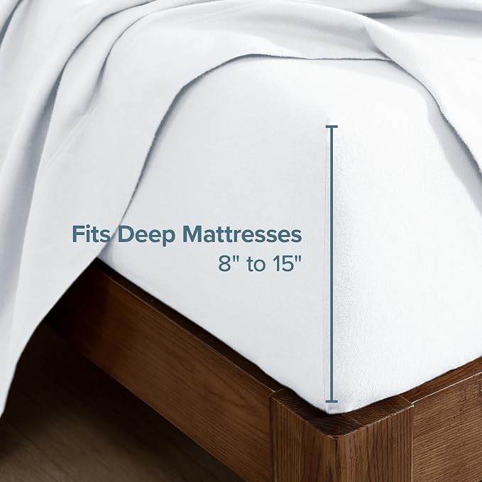 Bare Home Flannel Fitted Bottom Sheets 100% Cotton, Velvety Soft Heavyweight - Image 3