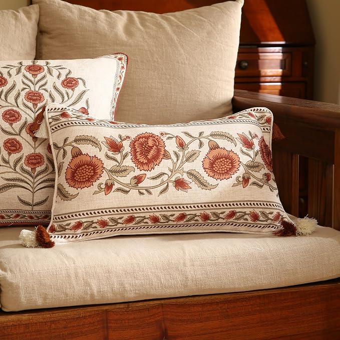 ISAENNE Design Linen Rectangle Vintage Throw Pillow Covers 12"x20" Pack of 2 - Image 5