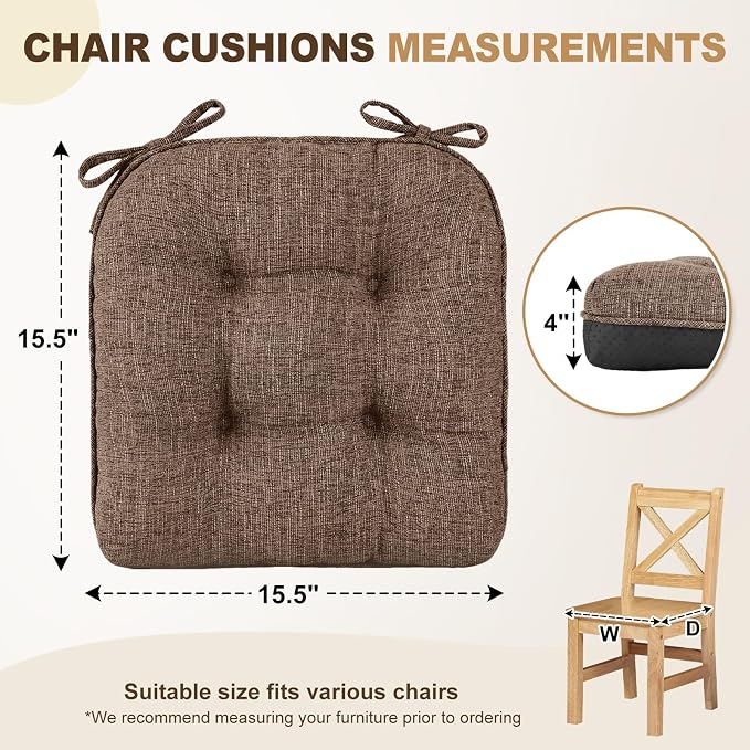 downluxe Indoor Chair Cushions for Dining Chairs, Tufted Overstuffed Textured - Image 2