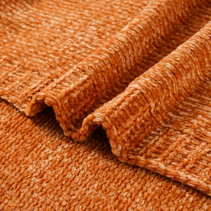 BATTILO HOME Orange Chenille Throw Blanket - Image 6