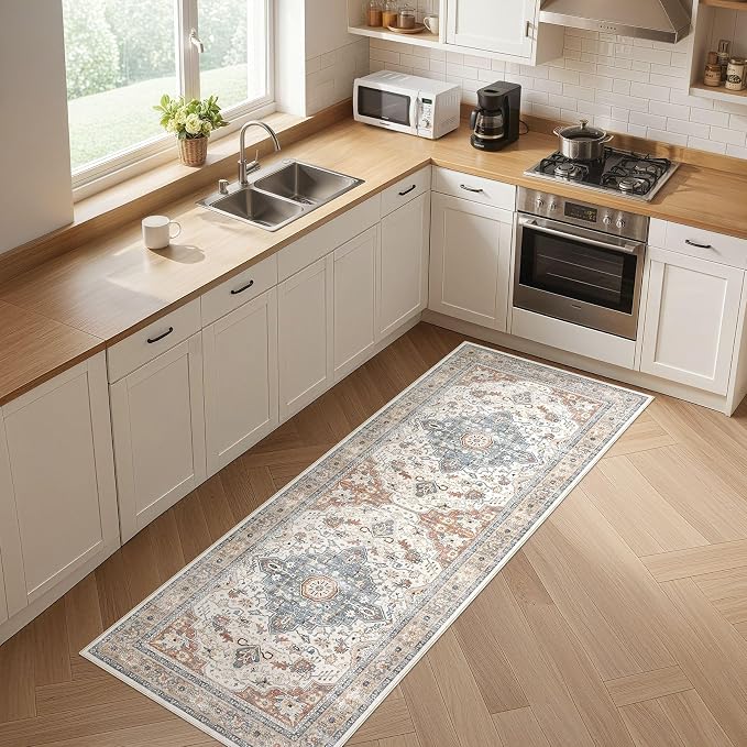 Runner Rug Kitchen Washable Rugs: 2x6 Non-Slip Boho Vintage Distressed Stain - Image 8