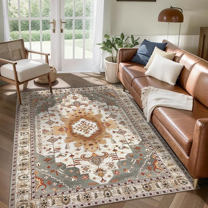 Tangsoo Area Rug 3x5 Bedroom Rug, Washable Vintage Rugs Indoor, Non Slip Accent - Image 7