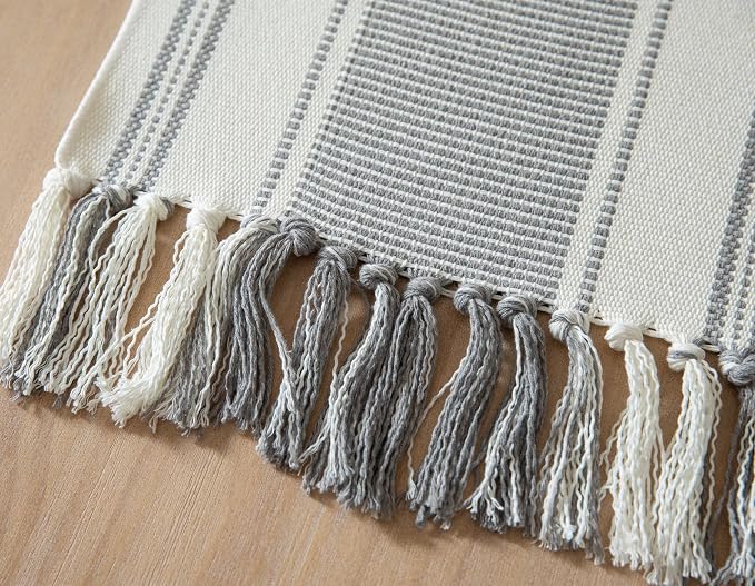 Caflife Boho Table Runner Grey Stripe - Image 5