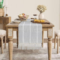 ZeeMart Farmhouse Braided Striped Table Runner, Rustic Grey Table Runners 90 by ZEEMARTONLINE