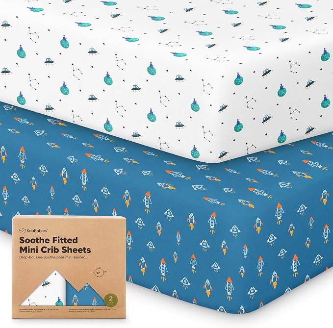 2-Pack Mini Crib Sheets Fitted by KeaBabies