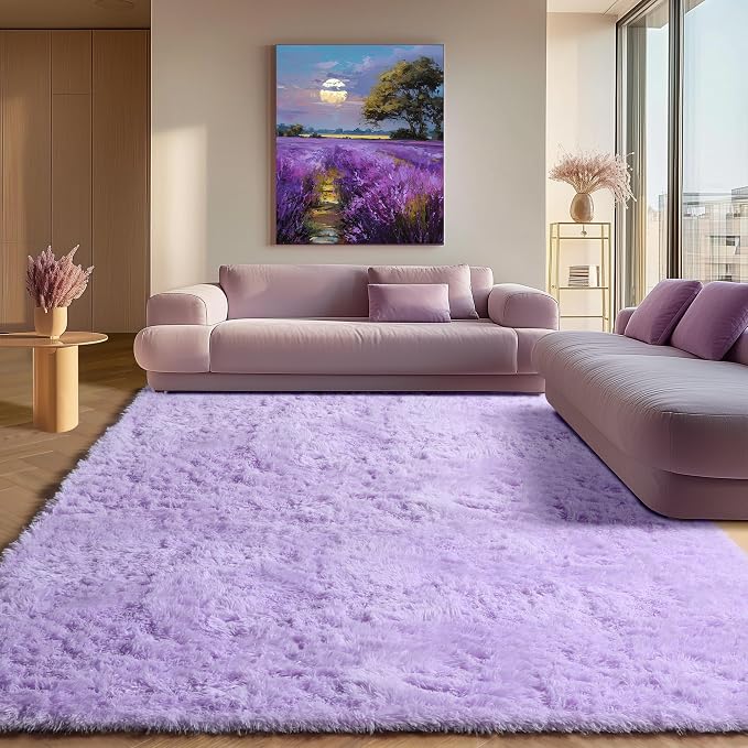 ONASAR Purple Rugs for Living Room Bedroom, 5x8 Washable Fluffy Bedside Area Rug by ONASAR