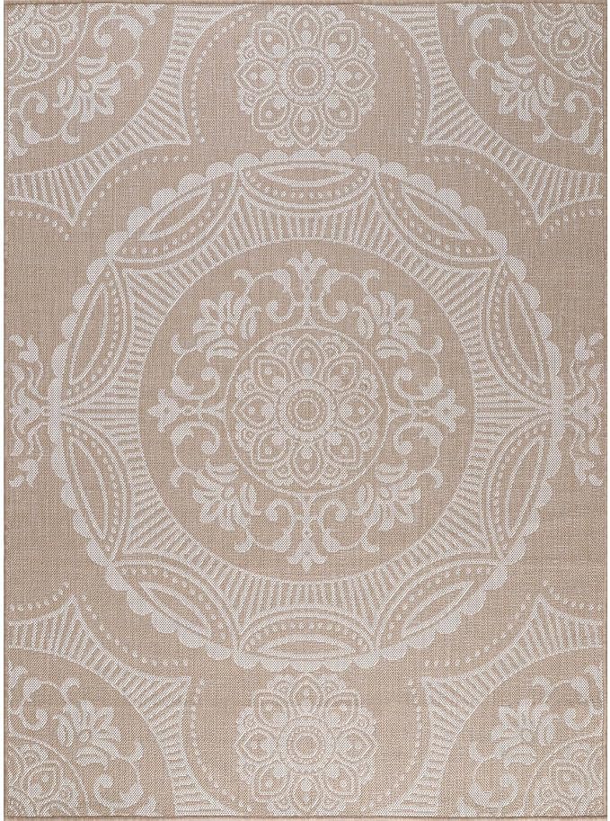 Medallion Outdoor Rug 8x10 Washable Outside Carpet - Image 3