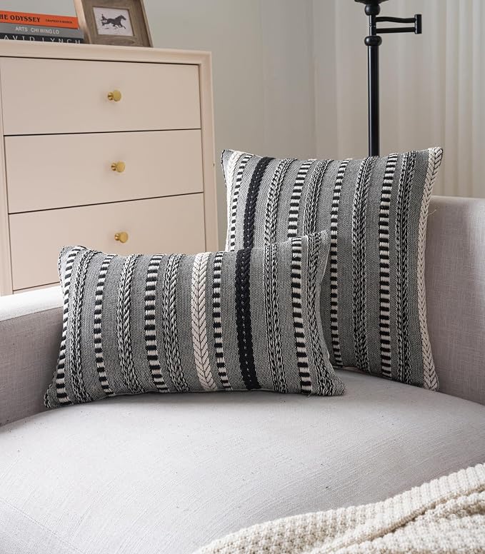 Boho Throw Pillow Covers 18x18 Inch Set of 2, Farmhouse Decorative Couch Pillow - Image 5