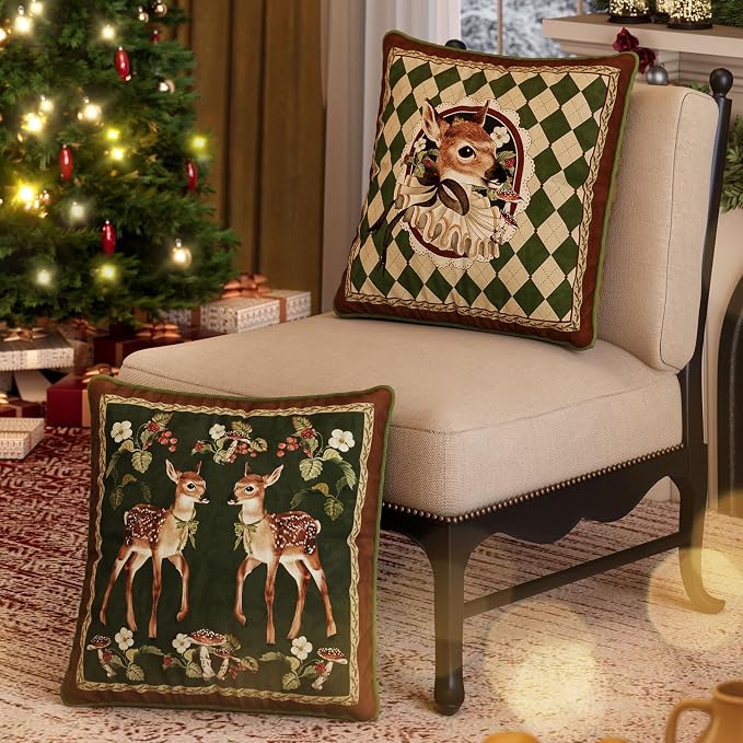 Grandmillennial Checkered Pillow Cover, Velvet Euro Sham Covers Decorative - Image 8