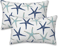 Throw Pillow Covers Nautical Starfish Pillow Covers 20x12 Inch Set of 2 Navy by Naqiuli