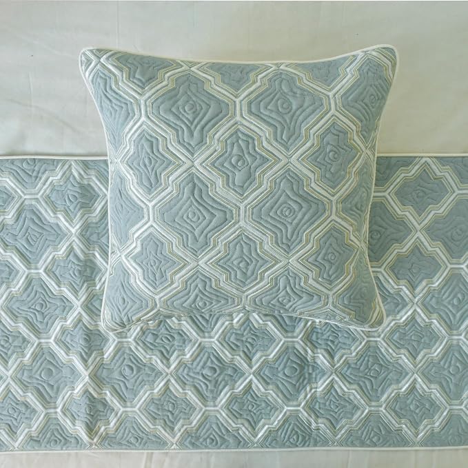 The HomeCentric King/Queen/Twin Light Blue Decorative Bed Runner King 90"x18" - Image 3