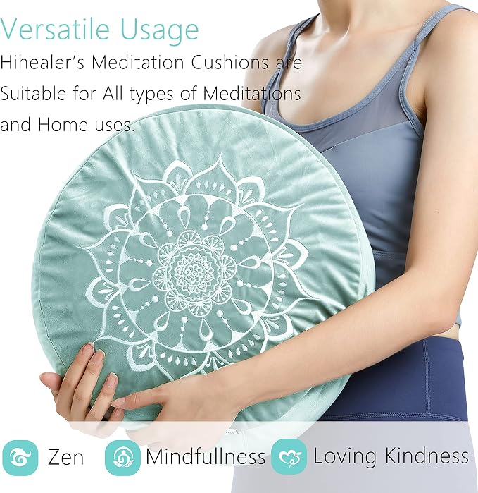 Hihealer Meditation Cushion, Traditional Tibetan Meditation Pillow Velvet Cover - Image 5