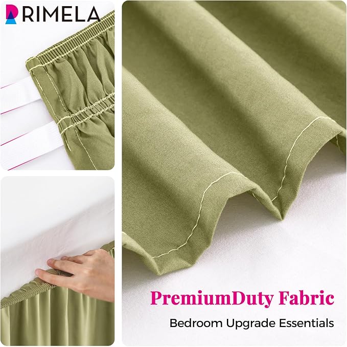RIMELA Sage Green Bed Skirt Queen Size 15 Inch Drop, Elastic Bed Skirting - Image 7