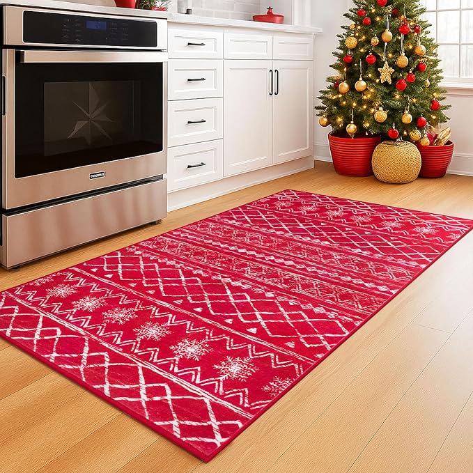 KUTA 3x5 Christmas Rugs for Entryway, Moroccan Boho Washable Area Rugs for - Image 2